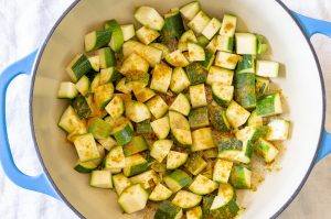 Zucchini in dutch oven with spices