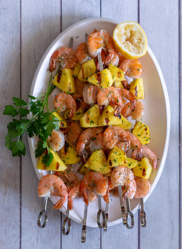 Buttery Grilled Shrimp and Pineapple Kabobs