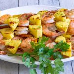 Grilled shrimp and pineapple kabobs.