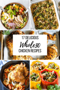 5 different chicken recipes in a collage with a text overlay.