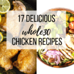 Four different chicken dishes with text overlay.